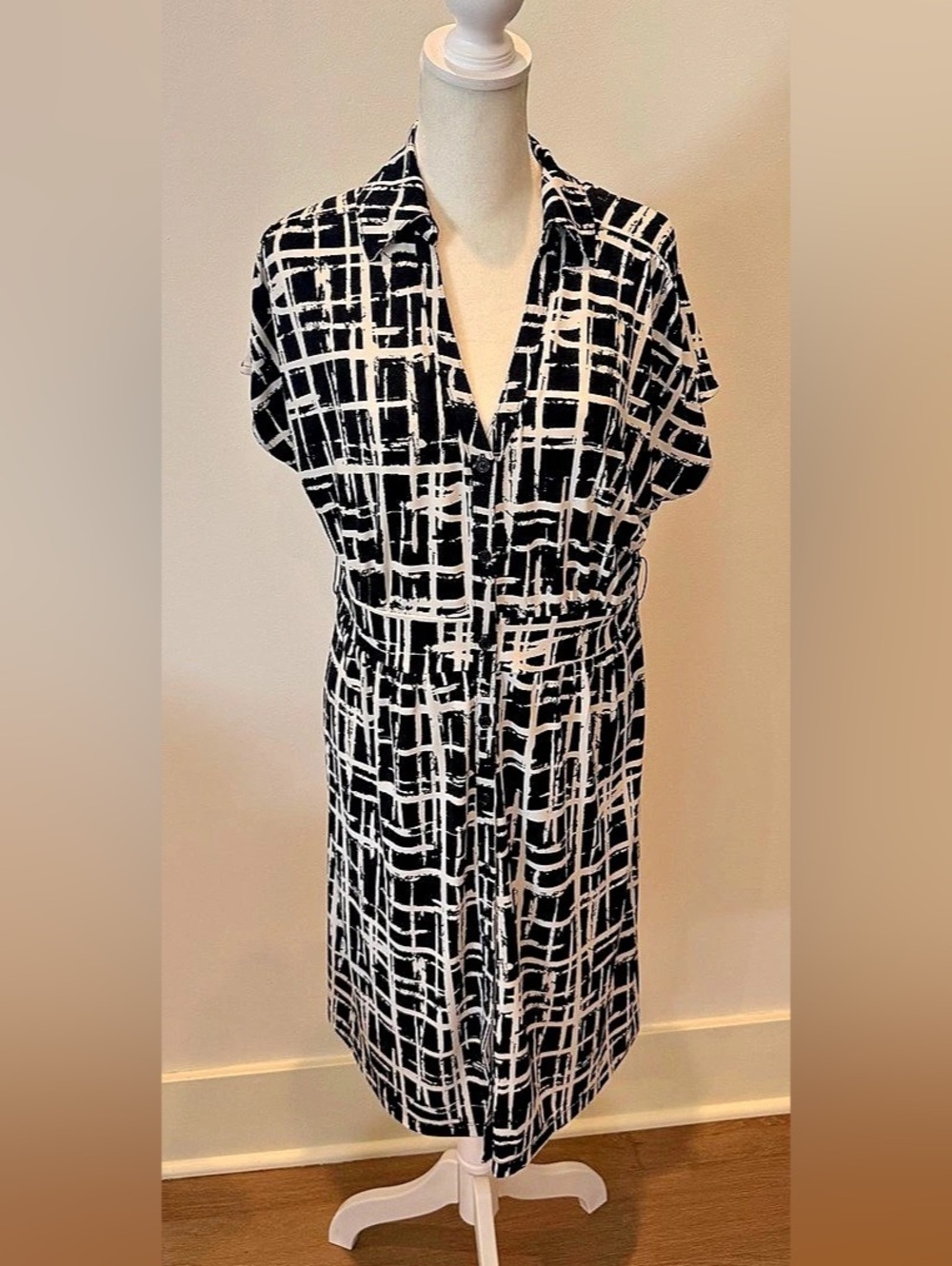 APT. 9 Geometric Midi Dress in Black & White Size Large